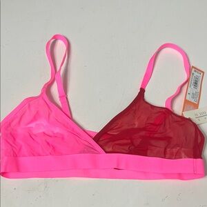 Colsie Small Pink and Red Two Tone Sheer Bralette NWT